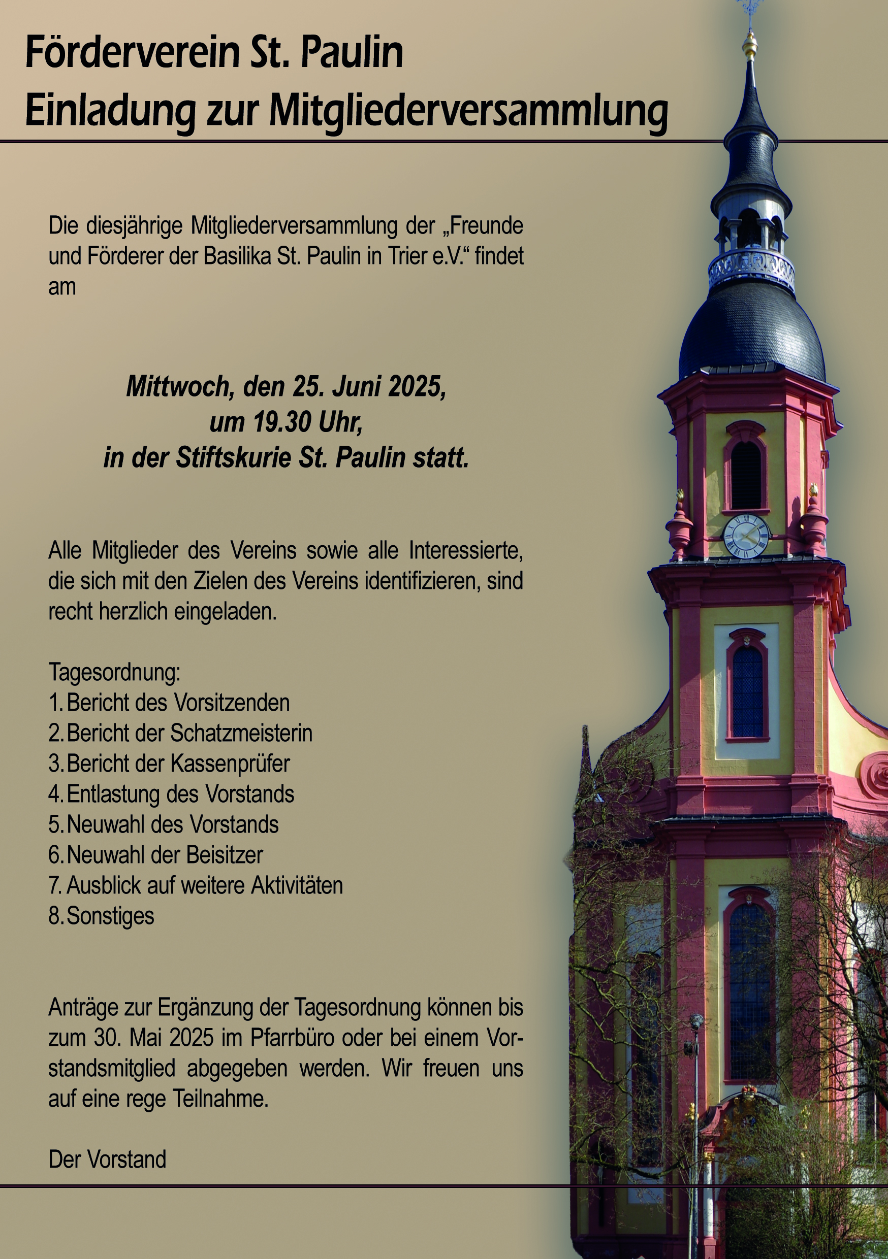 Einladung Förderverein St.Paulin 2025