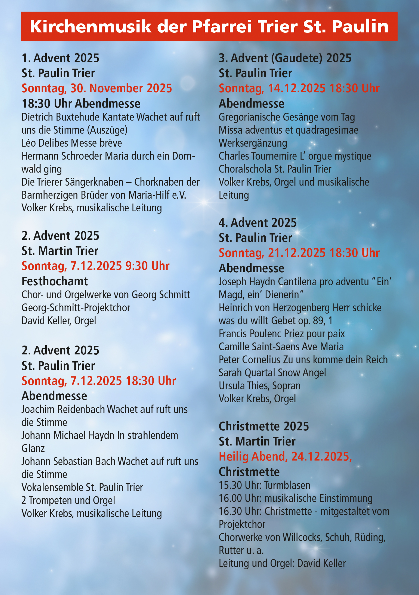 Kirchenmusik Advent 2025