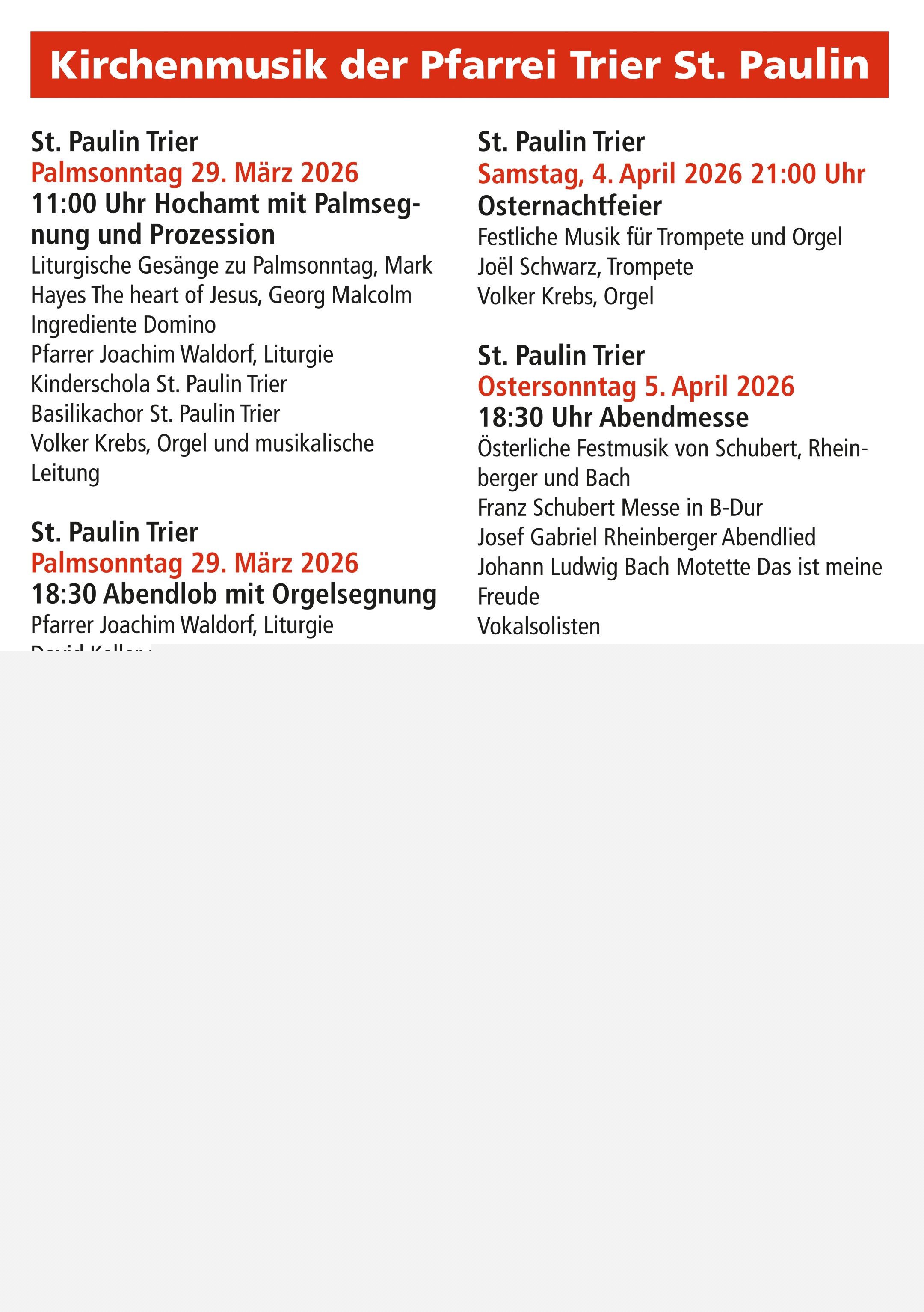 Kirchenmusik Osterzeit 2026 (c) Krebs Kirchenmusik Osterzeit 2026
