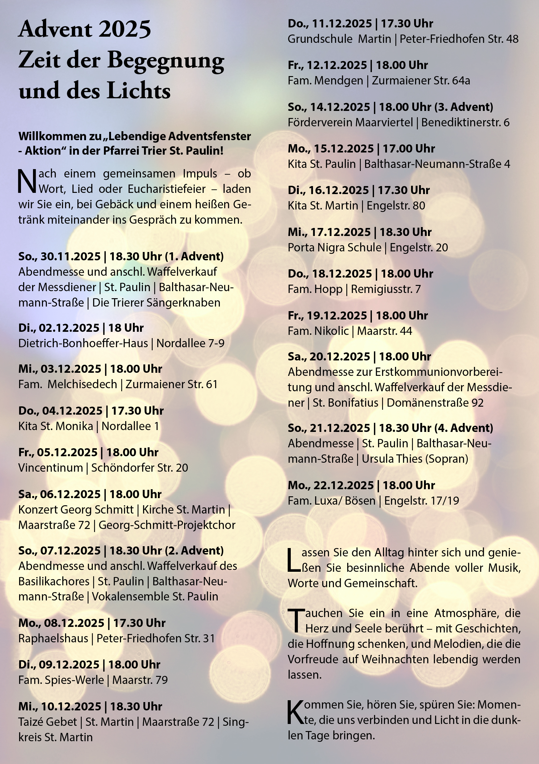 Lebendige Adventskalenderfenster Aktion